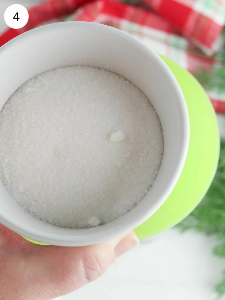 granulated sugar in bowl.