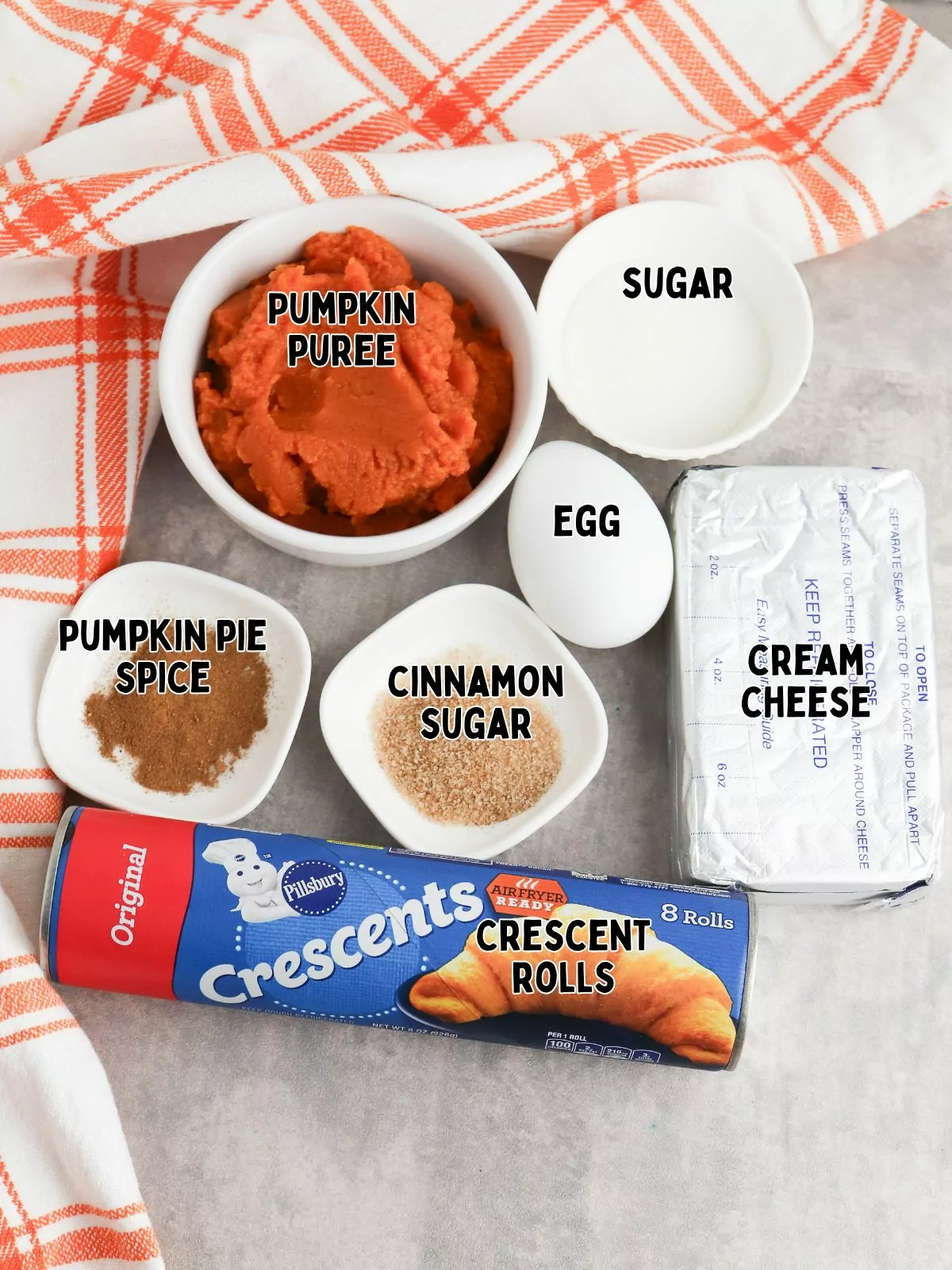 Ingredients for Pumpkin Cream Cheese Crescents